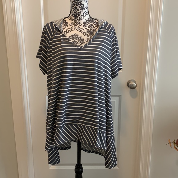 LIVI French Terry Hooded Swing Tunic - Striped - Picture 2 of 10